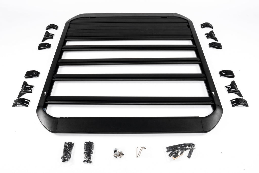 2018–2026 Jeep Wrangler JL and Gladiator JT aluminum aero roof rack on white background