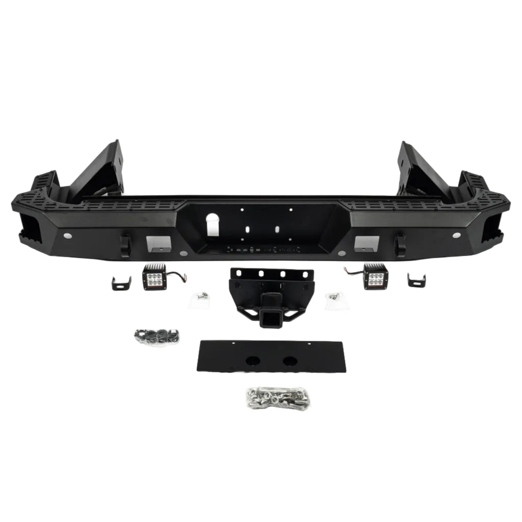 2020–2026 Jeep Gladiator JT off-road rear bumper full assembly on white background