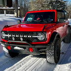 2021–2026 Ford Bronco modular front bumper front view installed on red Bronco