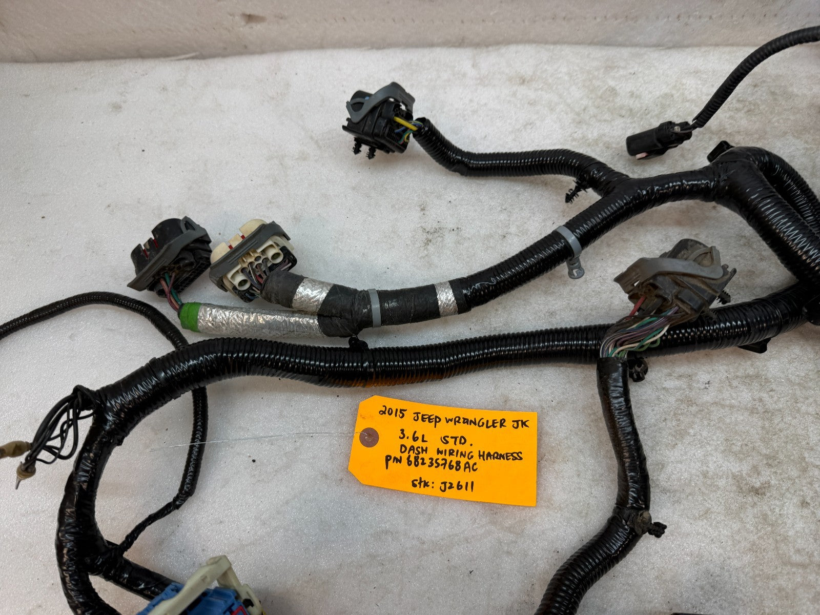 15 JEEP WRANGLER JK 3.6 DASH GAUGE WIRING HARNESS LOOM P68235768AC