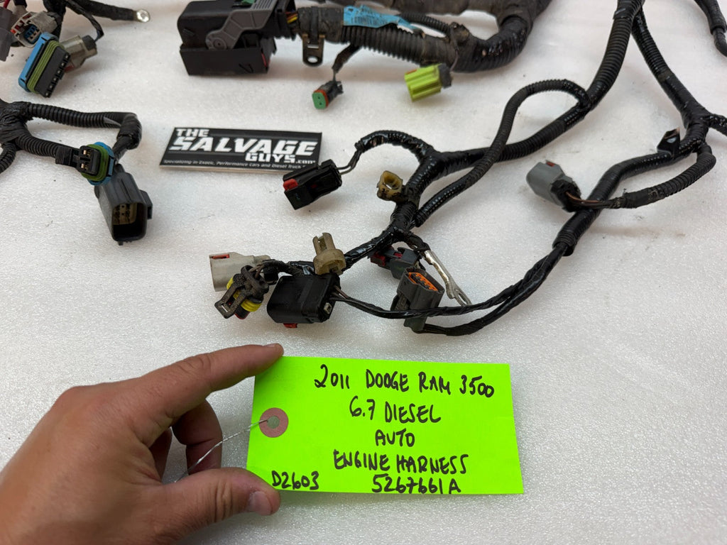 11 DODGE RAM 2500 3500 6.7 ENGINE WIRING HARNESS 4x4 AUTO 5267661A