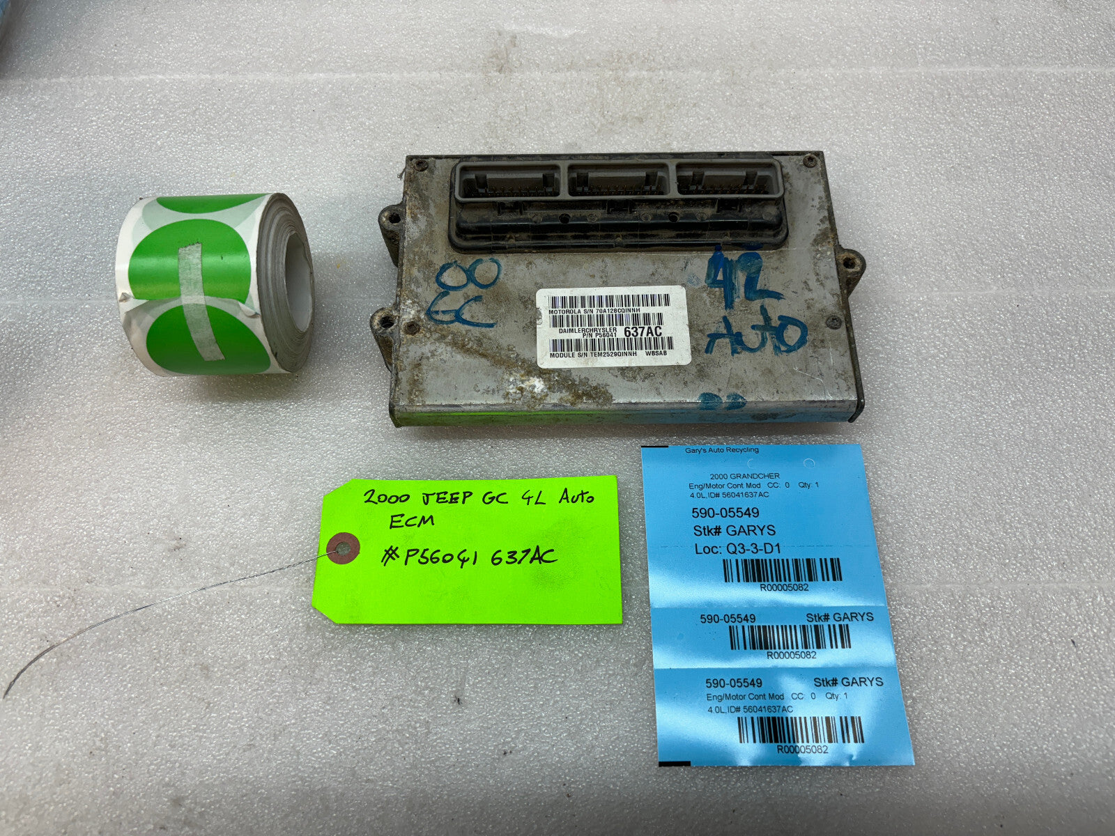 00 JEEP GRAND CHEROKEE 4.0 AUTOMATIC ENGINE COMPUTER ECM ECU P56041637AC