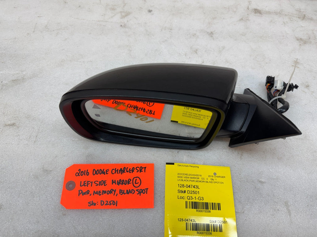 16 DODGE CHALLENGER HELLCAT SRT OEM BLACK LEFT MIRROR W/ BS MEMORY ETC 12-24