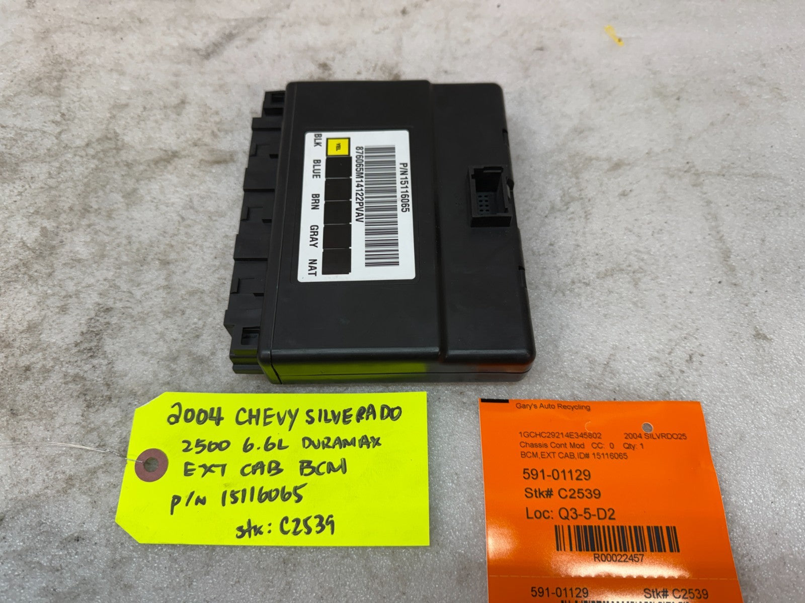 01-05 Chevrolet GMC 2500HD 3500HD 6.6 DURAMAX BODY CONTROL MODULE BCM 15116065