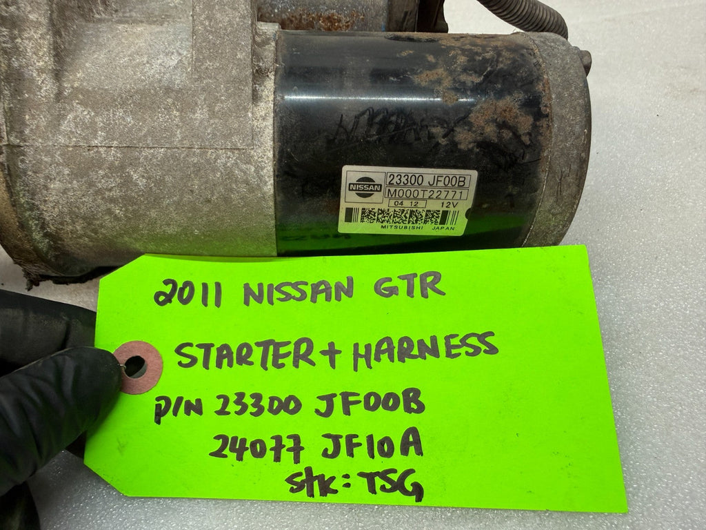 11 NISSAN GTR R35 OEM VR38 OEM STARTER AND BATT CABLE HARNESS 23300JF00B 09-13