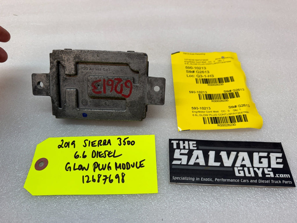 19 CHEVROLET GMC SIERRA SILVERADO 6.6 2500 GPM GLOW PLUG CONTROL MODULE 12687698