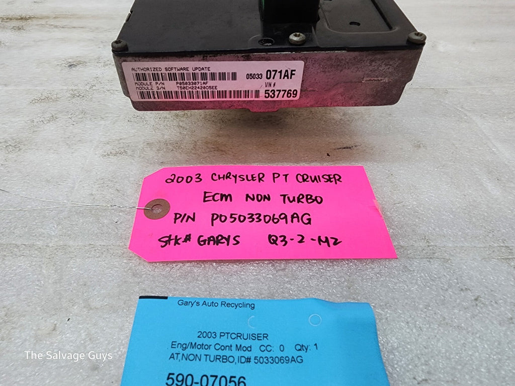 03 CHRYSLER PT CRUISER 2.4 NON TURBO ENGINE COMPUTER ECM ECU P05033069AG