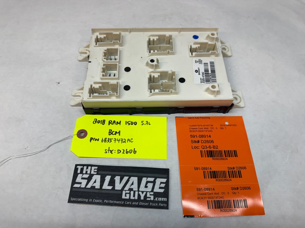 18 DODGE RAM SPORT 1500 5.7 BCM BODY CONTROL MODULE 68357472AC 17-20 63k