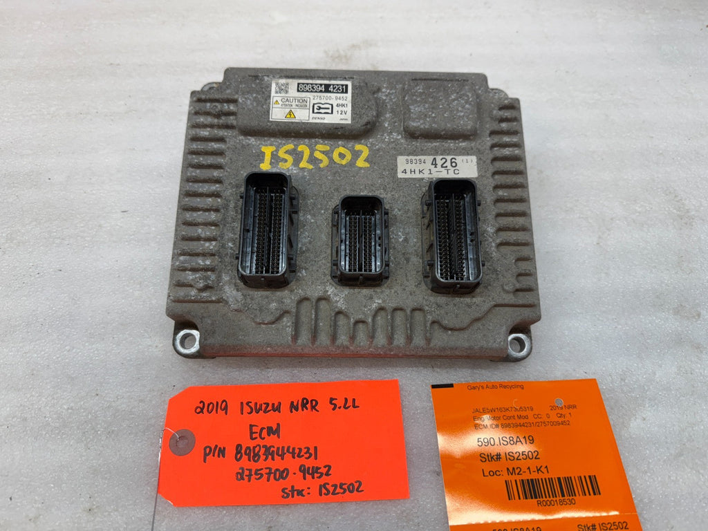 19 ISUZU NRR NPR NQR 5.2 ENGINE COMPUTER CONTROL MODULE ECM ECU 8983944231
