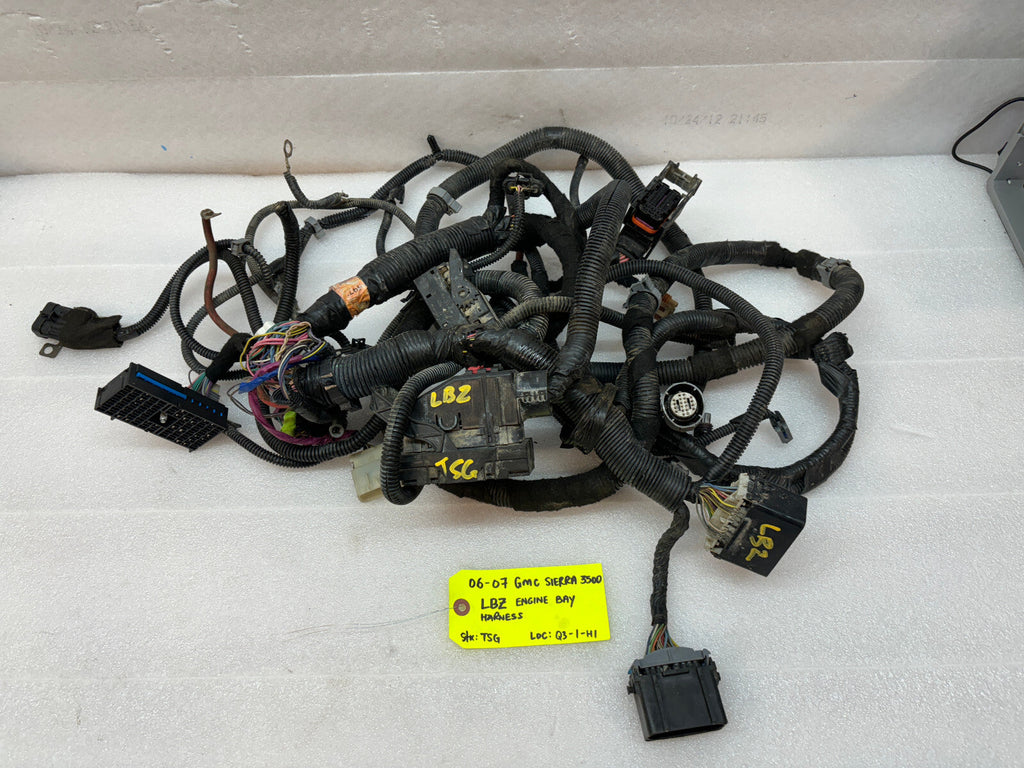 06 07 GMC CHEVROLET 2500HD DURAMAX 6.6 LBZ ENGINE BAY MOTOR PCM WIRING HARNESS