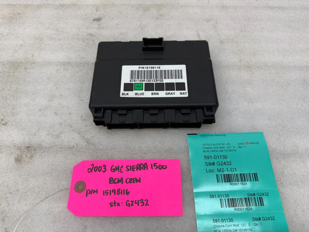03 04 Chevrolet GMC 1500 2500 DURAMAX  BODY CONTROL MODULE BCM 15198116