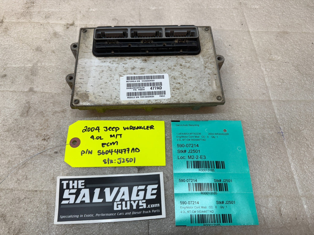 04 JEEP WRANGLER TJ 4.0 MANUAL TRANS ENGINE COMPUTER ECM ECU P56044477AD