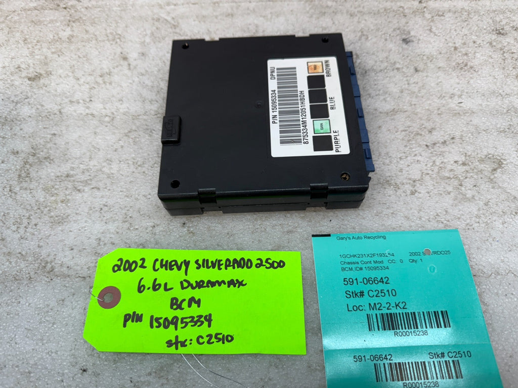 01 02 Chevrolet GMC DURAMAX LB7 6.6 BODY CONTROL MODULE BCM 15095334