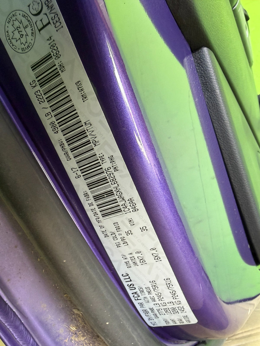 07-18 JEEP WRANGLER JK OEM FULL HARD DOORS PURPLE PHG W/ DOOR PANELS MIRROR KEY