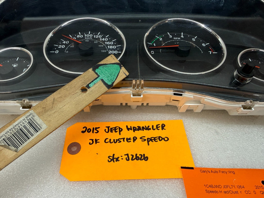 15 JEEP WRANGLER JK 3.6 METRIC SPEEDOMETER GAUGE CLUSTER 56054394AE 12-18