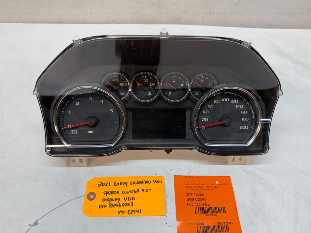 21 CHEVROLET SILVERADO DIESEL DURAMAX KMH GAUGE CLUSTER 4.2" UDD 84960257 19-23