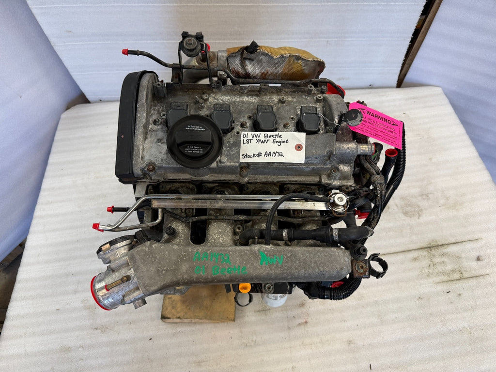 01 VW BEETLE GOLF JETTA 1.8t TURBO AWV COMPLETE ENGINE MOTOR 73k