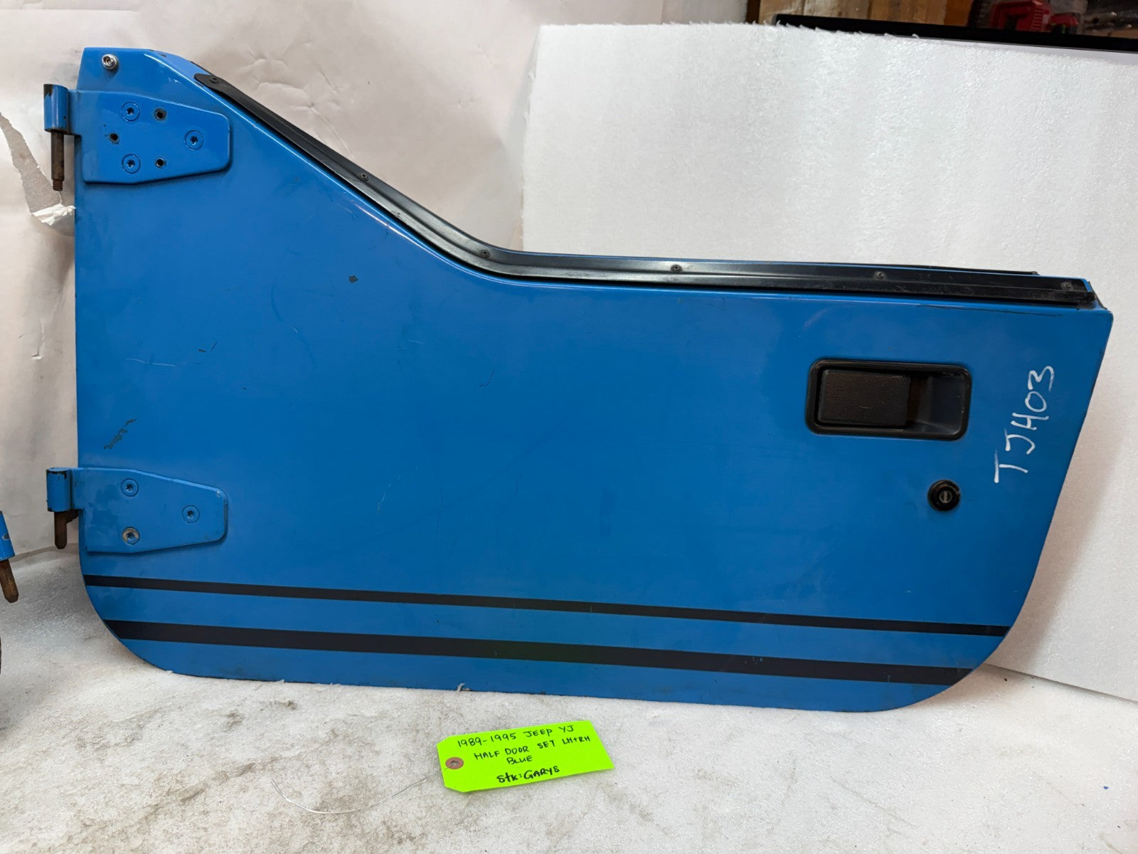 87-95 JEEP WRANGLER YJ OEM BLUE LEFT RIGHT HALF DOORS W DOOR PANELS