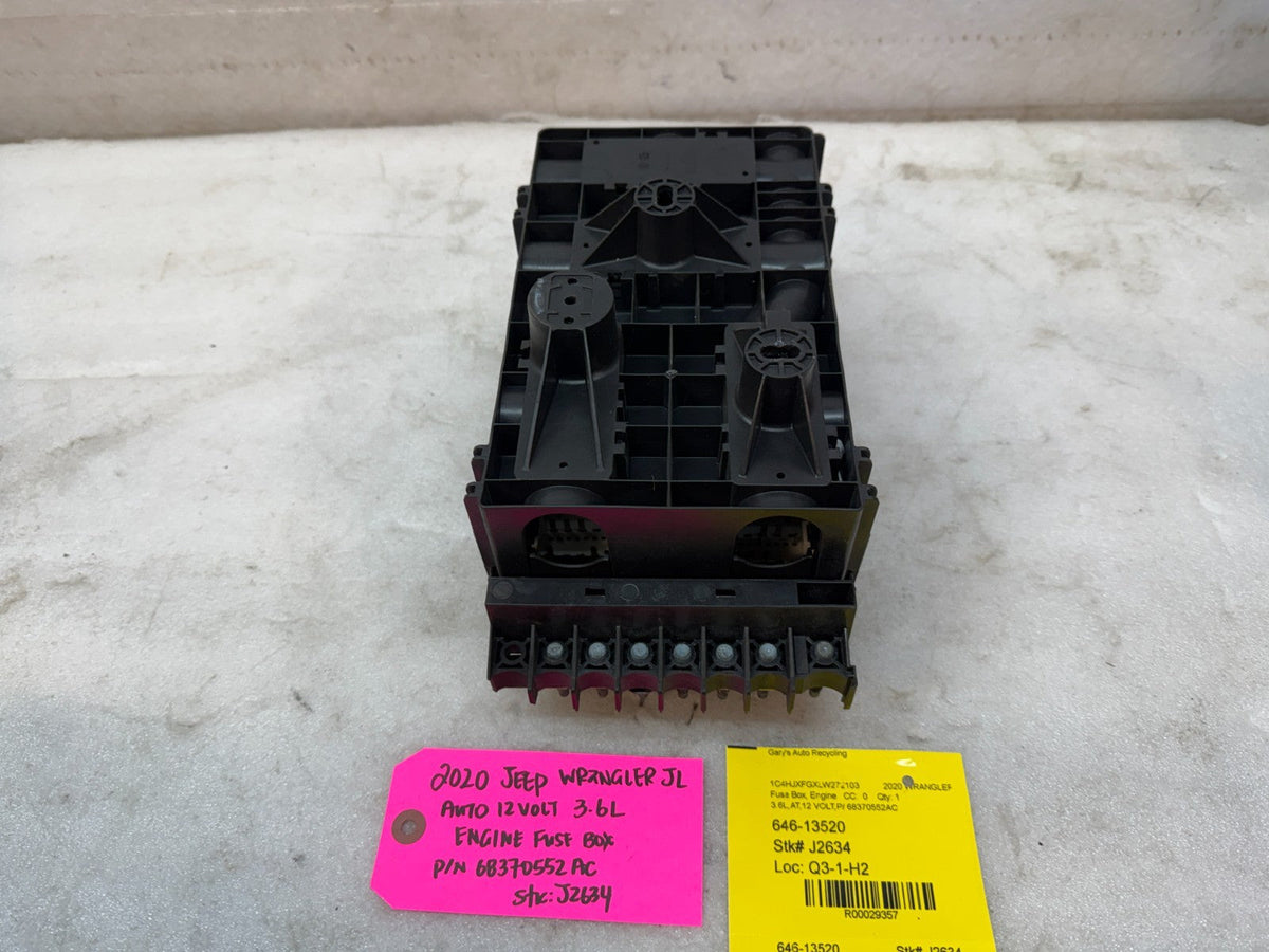 20 JEEP WRANGLER JL JT 3.6 ENGINE FUSE RELAY BOX P68370552AC 18-23