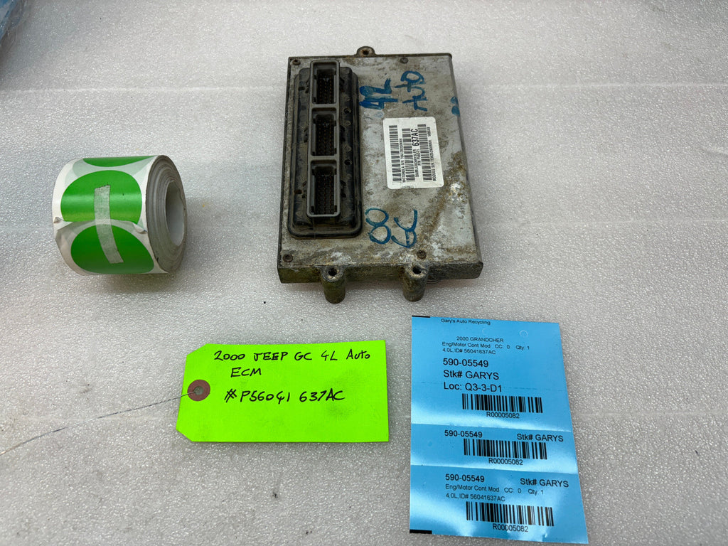 00 JEEP GRAND CHEROKEE 4.0 AUTOMATIC ENGINE COMPUTER ECM ECU P56041637AC
