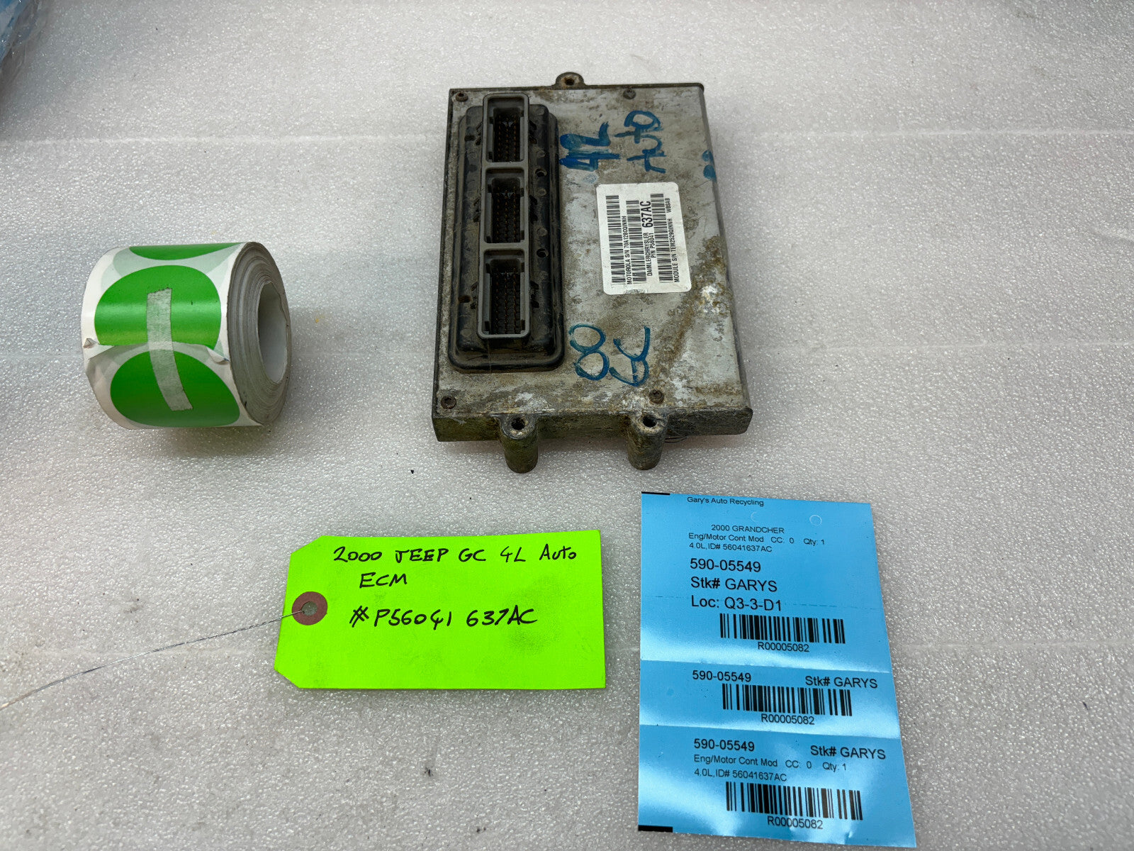 00 JEEP GRAND CHEROKEE 4.0 AUTOMATIC ENGINE COMPUTER ECM ECU P56041637AC