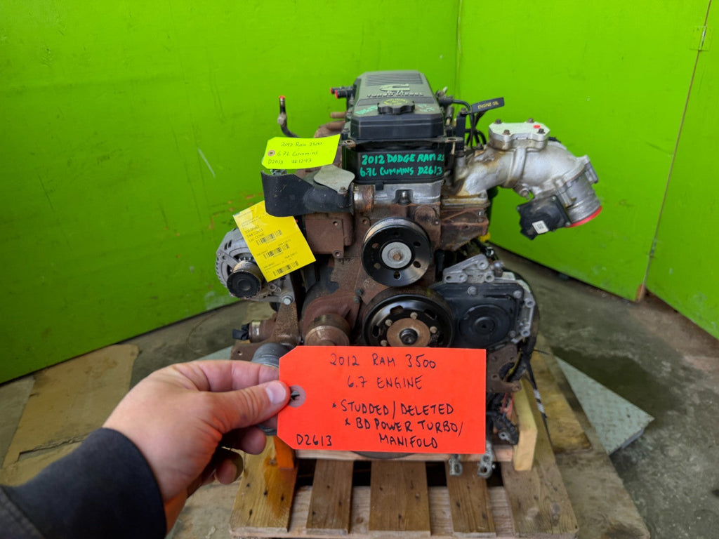 10 11 12 DODGE RAM 2500 3500 6.7 CUMMINS BD TURBO DIESEL ENGINE MOTOR  STUDDED
