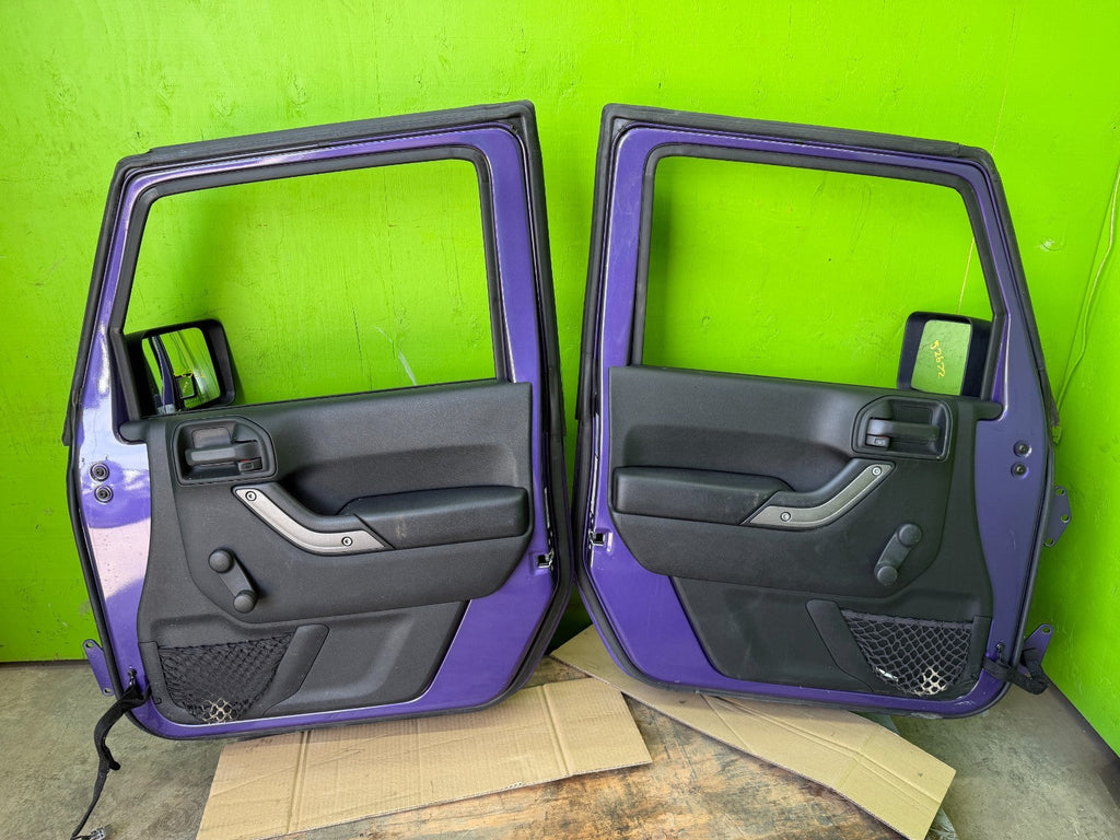 07-18 JEEP WRANGLER JK OEM FULL HARD DOORS PURPLE PHG W/ DOOR PANELS MIRROR KEY