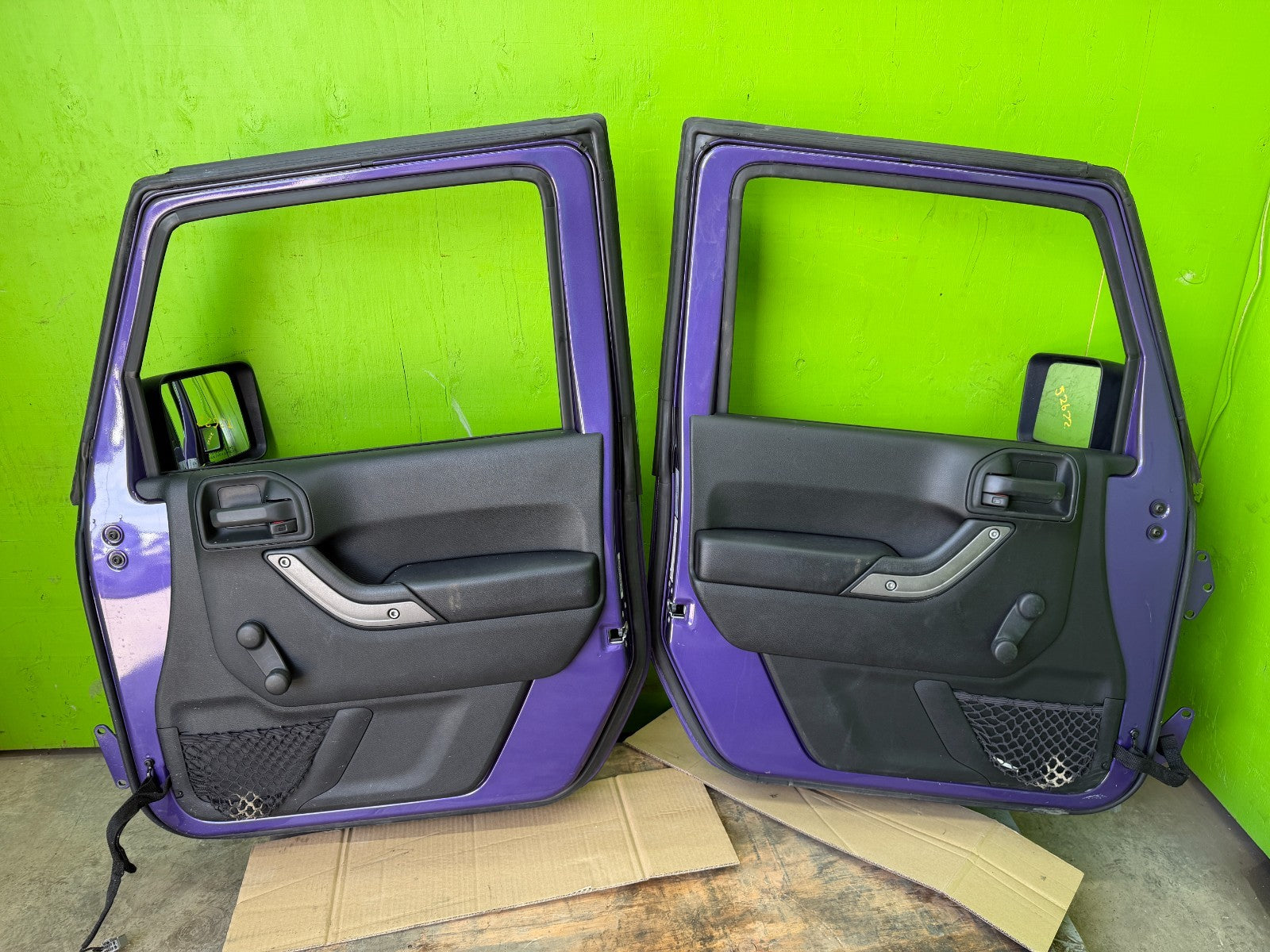 07-18 JEEP WRANGLER JK OEM FULL HARD DOORS PURPLE PHG W/ DOOR PANELS MIRROR KEY
