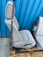 93 VW EUROVAN T4 OEM GREY CLOTH FRONT SEATS ON SWIVEL BASES SWIVEL SEAT