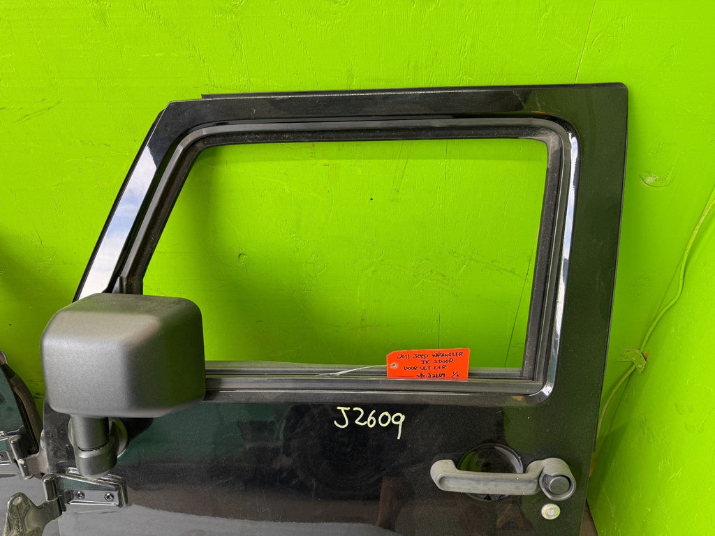 07-18 JEEP WRANGLER JK OEM FULL HARD DOORS BLACK WITH DOOR PANELS MIRROR PX8