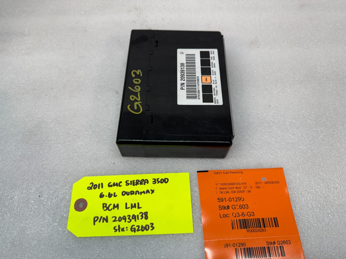 11-14 Chevrolet GMC 2500HD DURAMAX 6.6 LML BCM BODY CONTROL MODULE 20939138