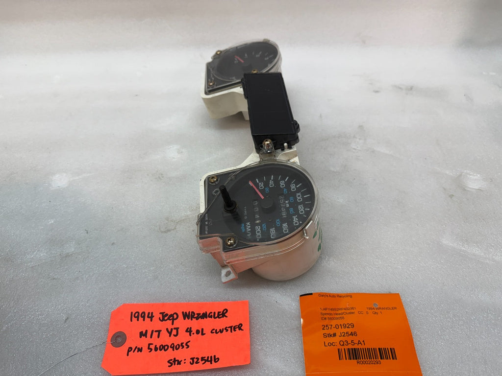 92-95 JEEP WRANGLER YJ OEM METRIC GAUGE CLUSTER SPEEDOMETER TACH 56009055