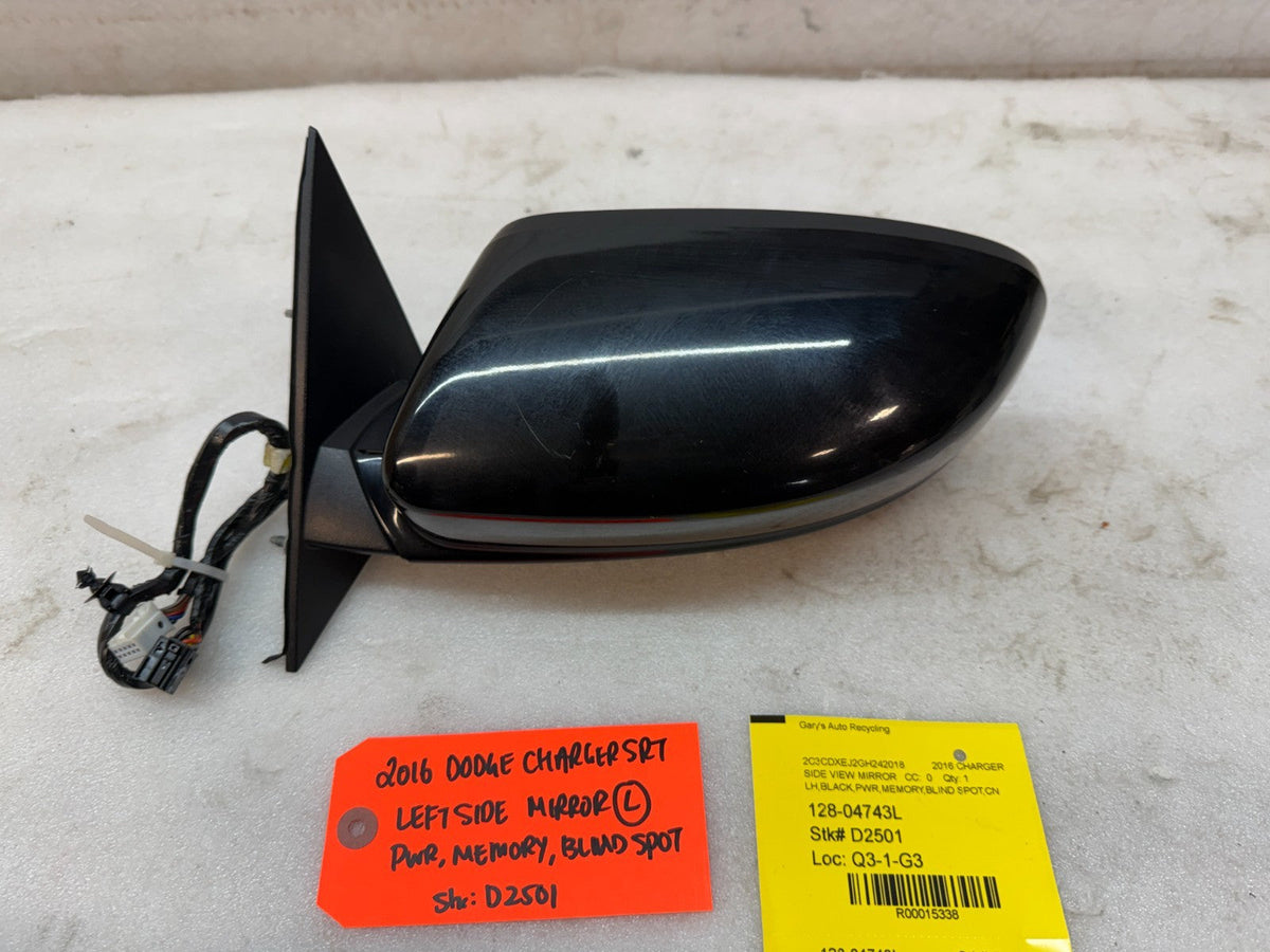 16 DODGE CHALLENGER HELLCAT SRT OEM BLACK LEFT MIRROR W/ BS MEMORY ETC 12-24