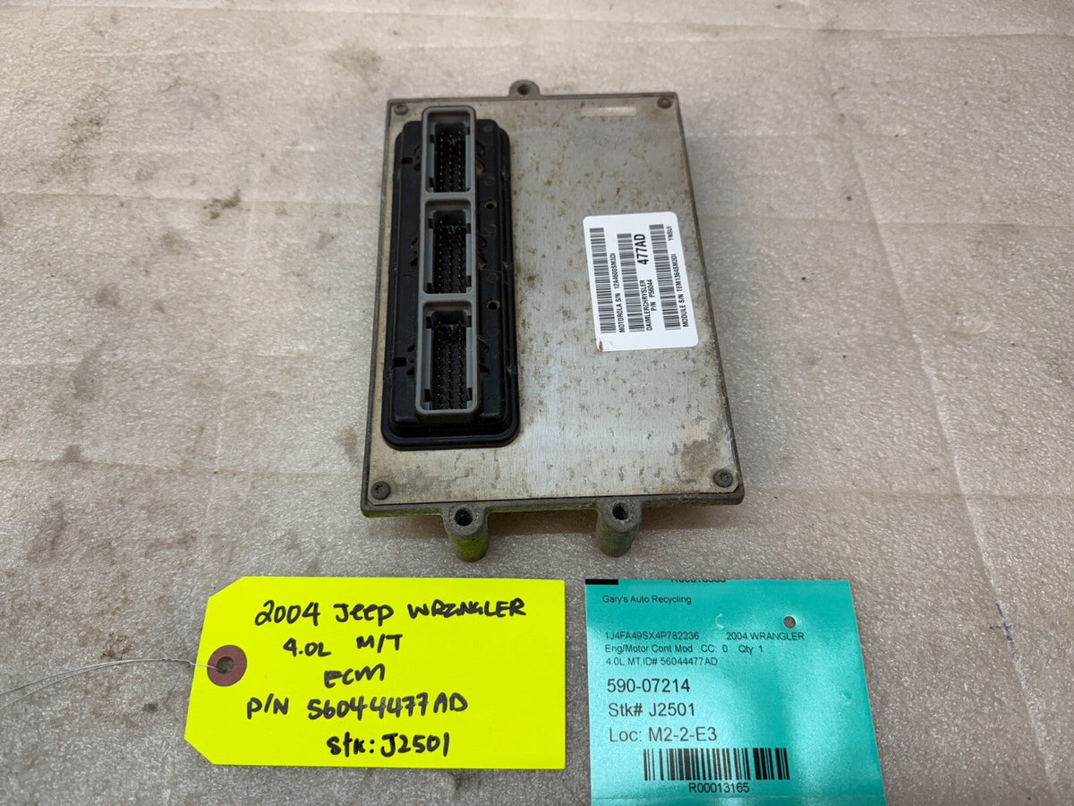 04 JEEP WRANGLER TJ 4.0 MANUAL TRANS ENGINE COMPUTER ECM ECU P56044477AD