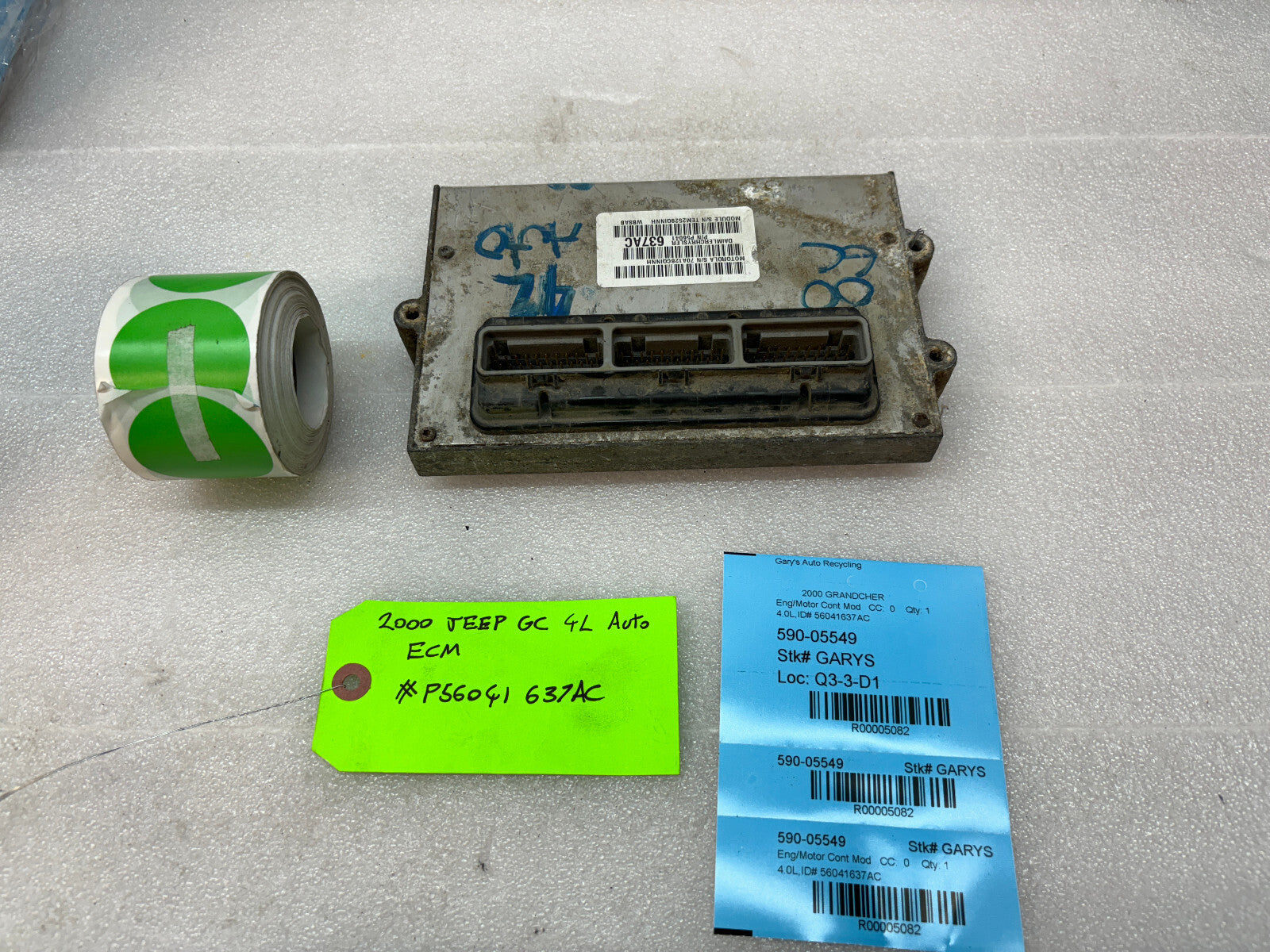 00 JEEP GRAND CHEROKEE 4.0 AUTOMATIC ENGINE COMPUTER ECM ECU P56041637AC
