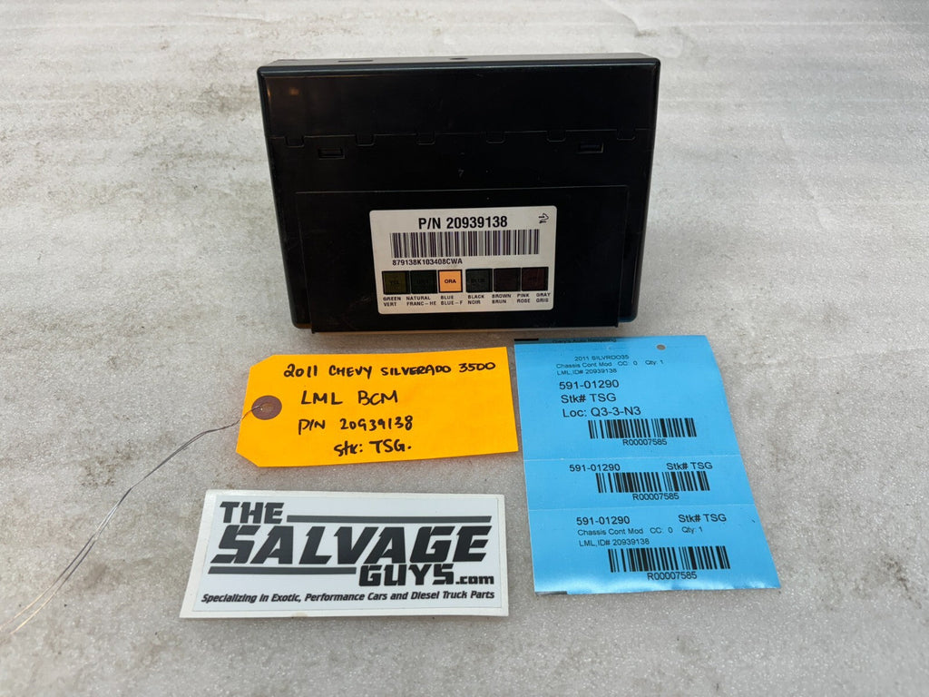 11-14 Chevrolet GMC 2500HD DURAMAX 6.6 LML BCM BODY CONTROL MODULE 20939138
