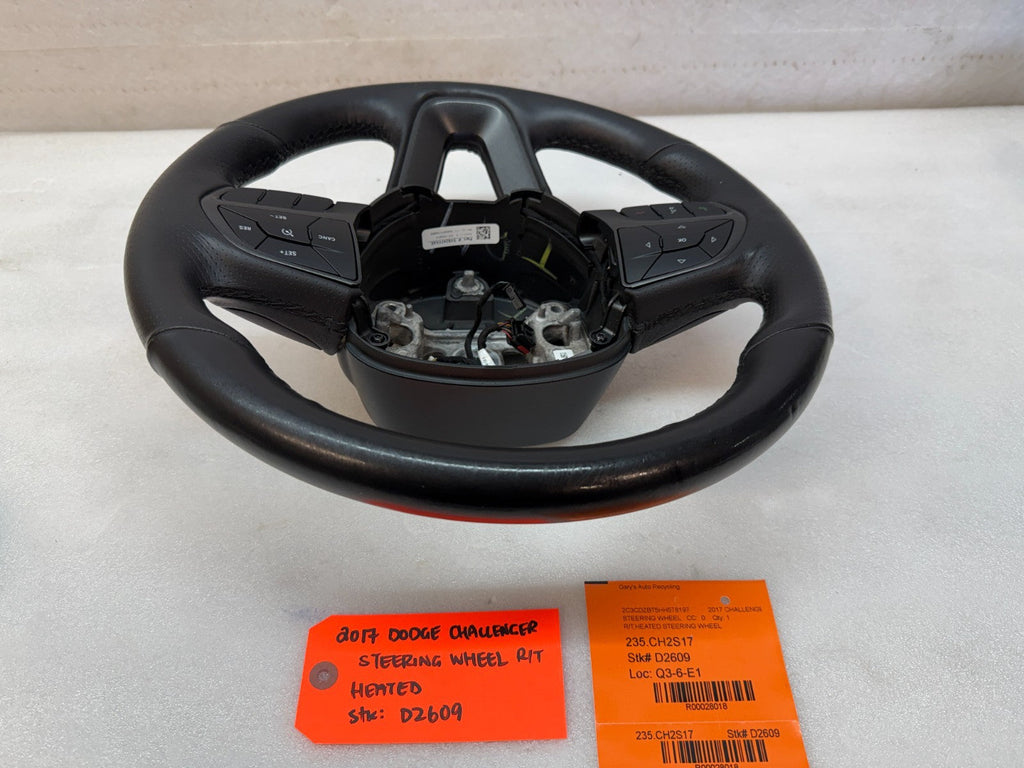 17 DODGE CHALLENGER R/T OEM HEATED BLACK LEATHER STEERING WHEEL MANUAL 15-23