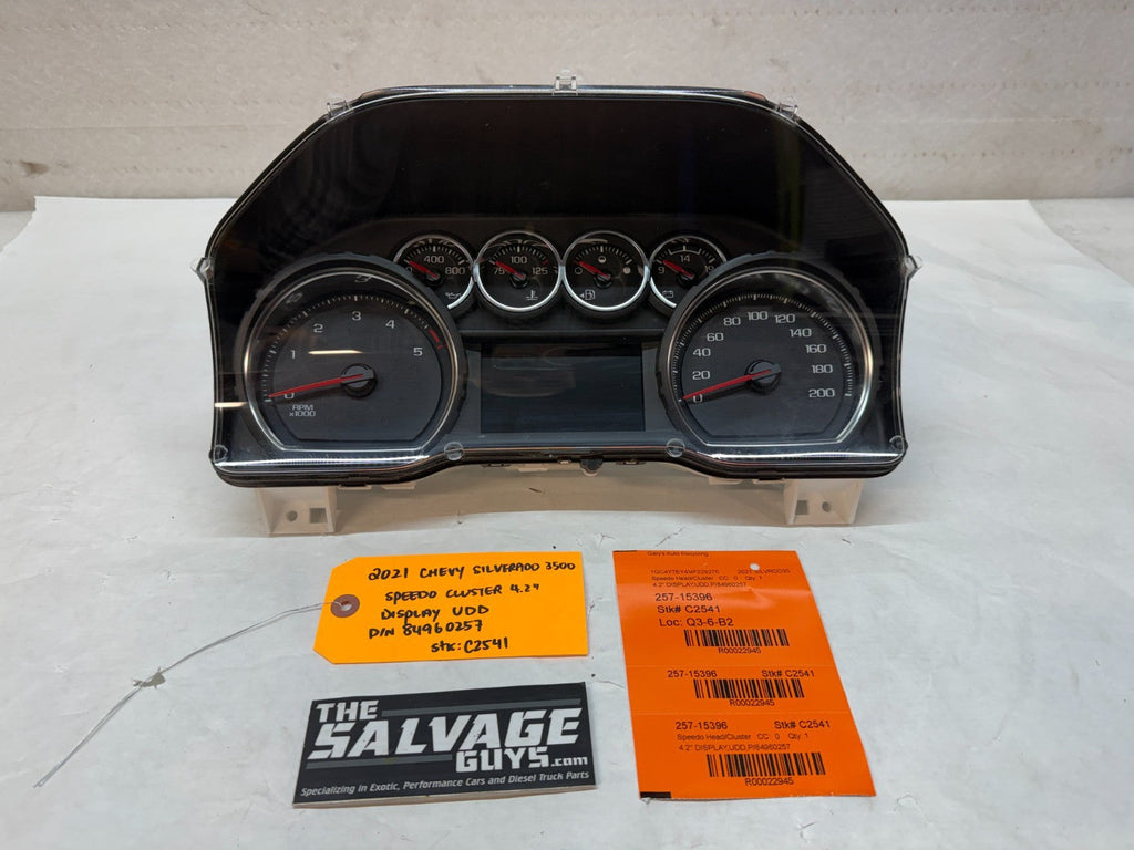 21 CHEVROLET SILVERADO DIESEL DURAMAX KMH GAUGE CLUSTER 4.2" UDD 84960257 19-23
