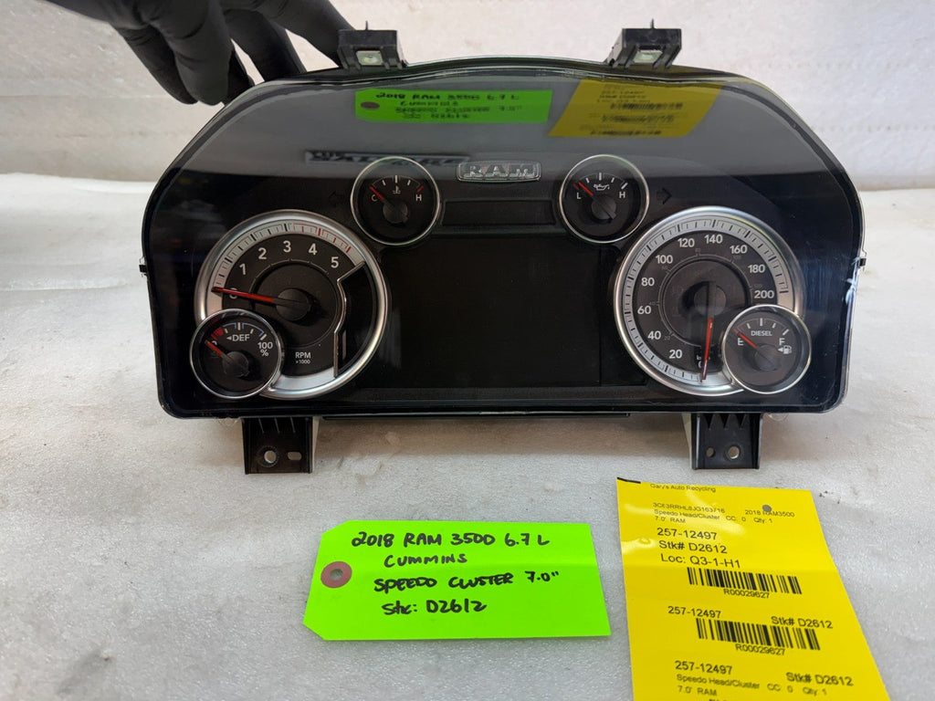 15-18 DODGE RAM 2500 3500 6.7 DIESEL GAUGE CLUSTER SPEEDOMETER 7" EVIC SCREEN