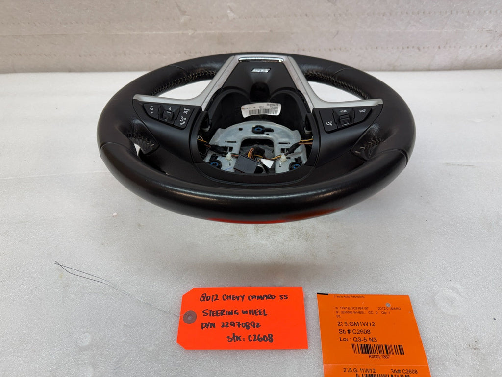 12-15 CHEVROLET CAMARO SS BLACK LEATHER STEERING WHEEL AUTO TRANS 22970892