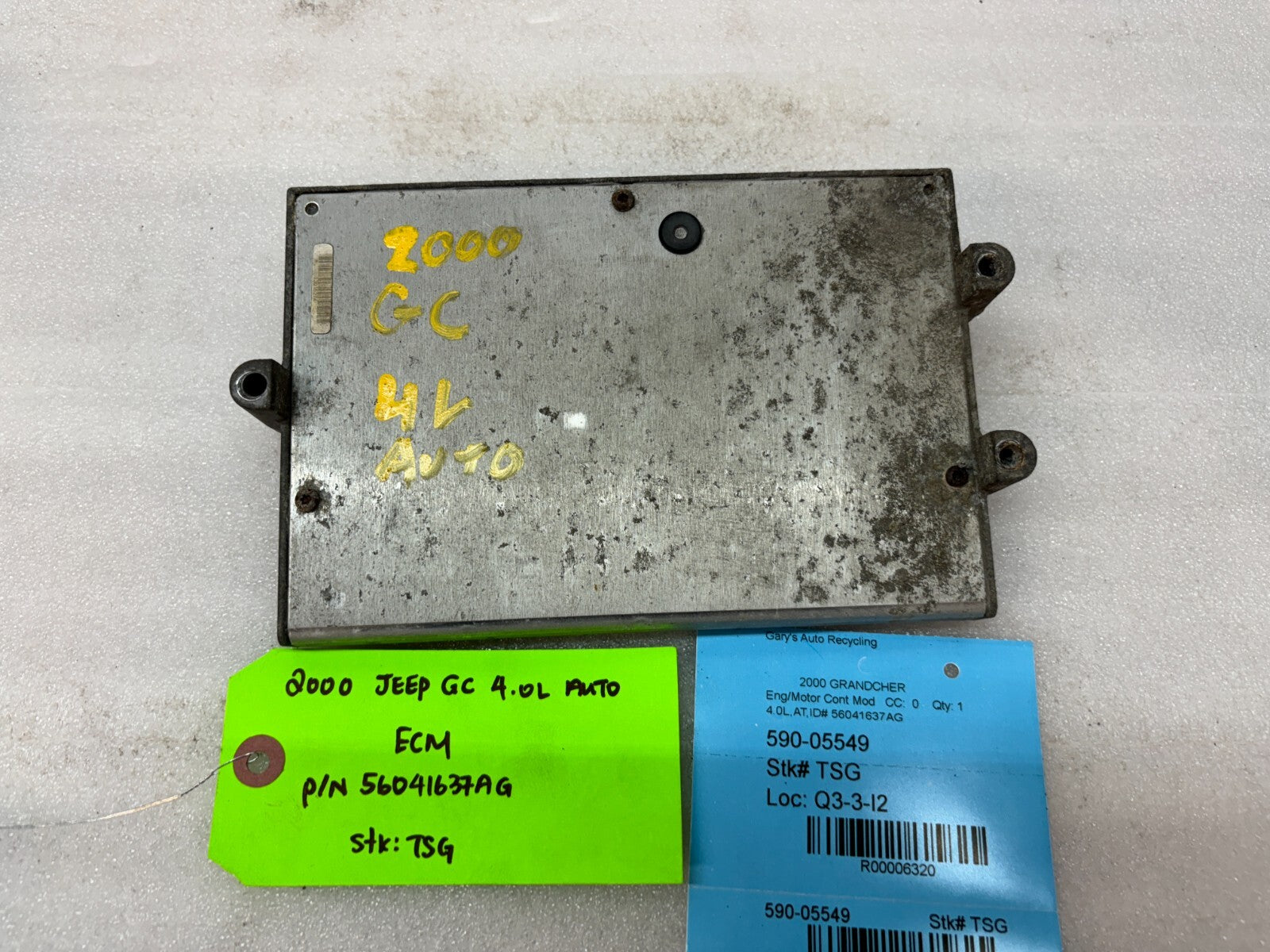 00 JEEP GRAND CHEROKEE 4.0 AUTOMATIC ENGINE COMPUTER ECM ECU P56041637AG