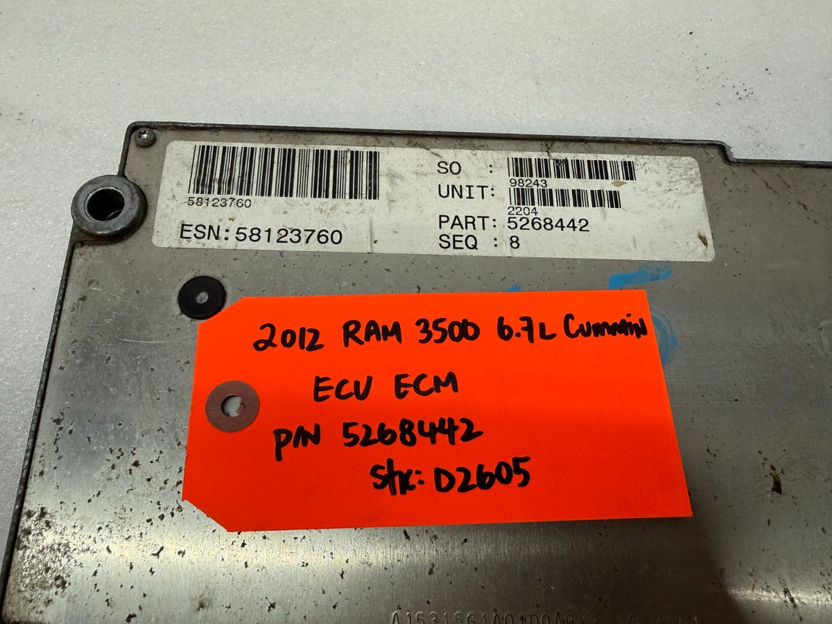 10 11 12 DODGE RAM 2500 3500 6.7 OEM ENGINE COMPUTER ECM ECU 5268442