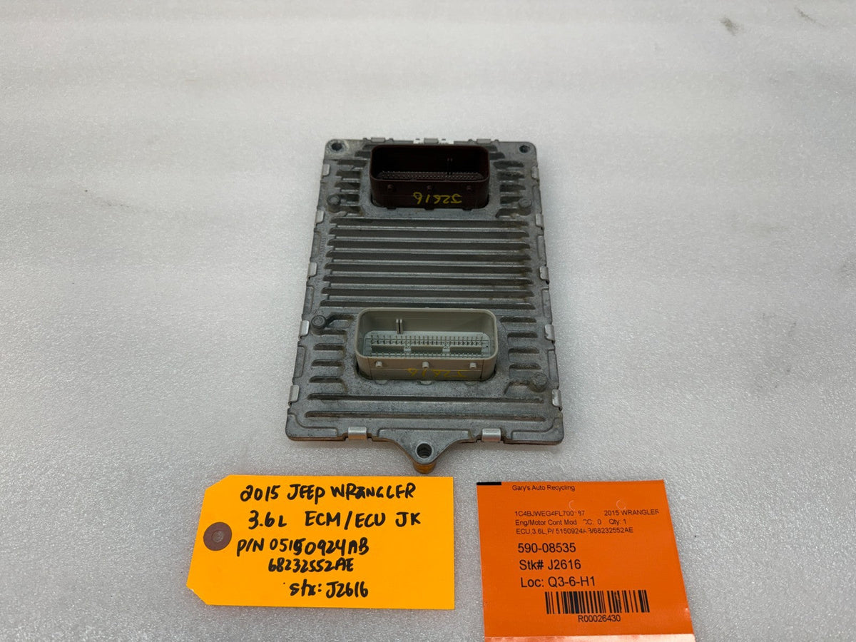 15 JEEP WRANGLER JK 3.6 MANUAL TRANS ENGINE COMPUTER ECM ECU P05150924AB