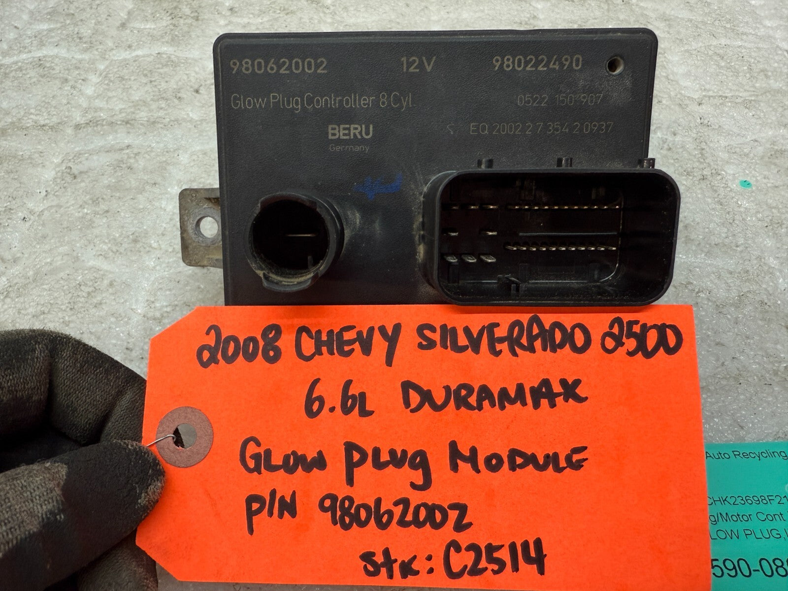 07-10 CHEVROLET SILVERADO DURAMAX 6.6 GLOW PLUG CONTROL MODULE OEM 98062002