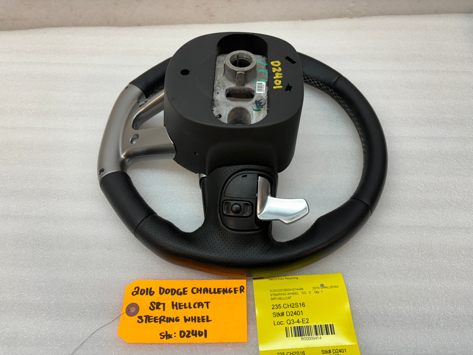 16 DODGE CHALLENGER HELLCAT SRT OEM BLACK LEATHER STEERING WHEEL AUTOMATIC 15-18