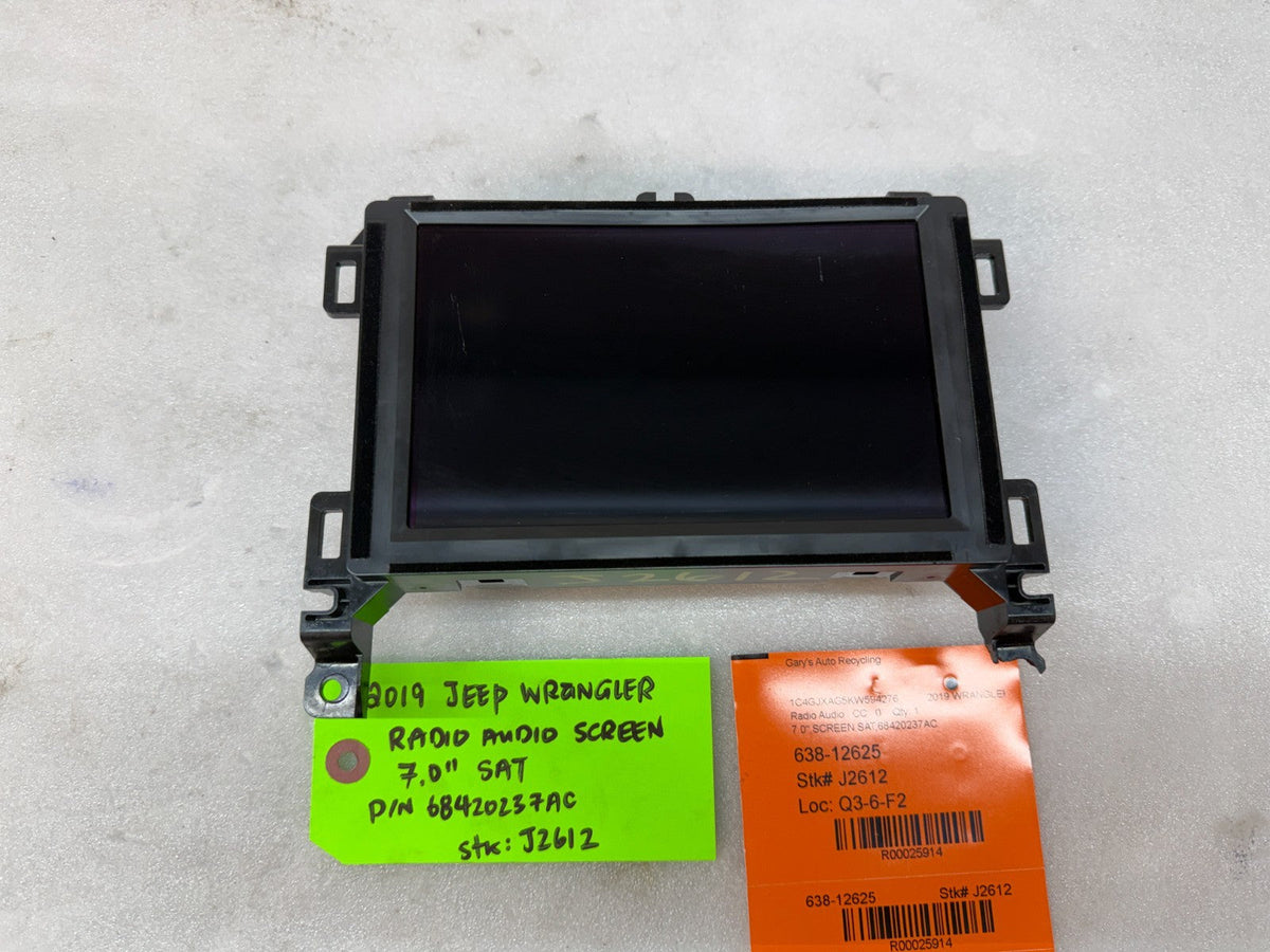19 JEEP WRANGLER JL JT OEM 7" TOUCHSCREEN RADIO STEREO P68420237AC 18-20