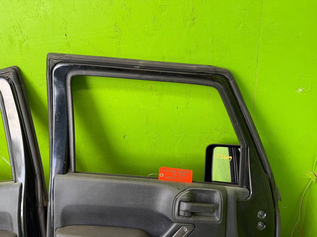 07-18 JEEP WRANGLER JK OEM FULL HARD DOORS BLACK WITH DOOR PANELS MIRROR PX8
