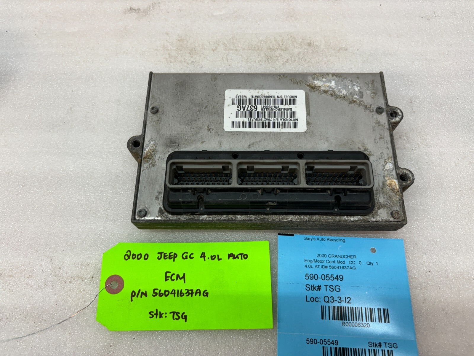 00 JEEP GRAND CHEROKEE 4.0 AUTOMATIC ENGINE COMPUTER ECM ECU P56041637AG