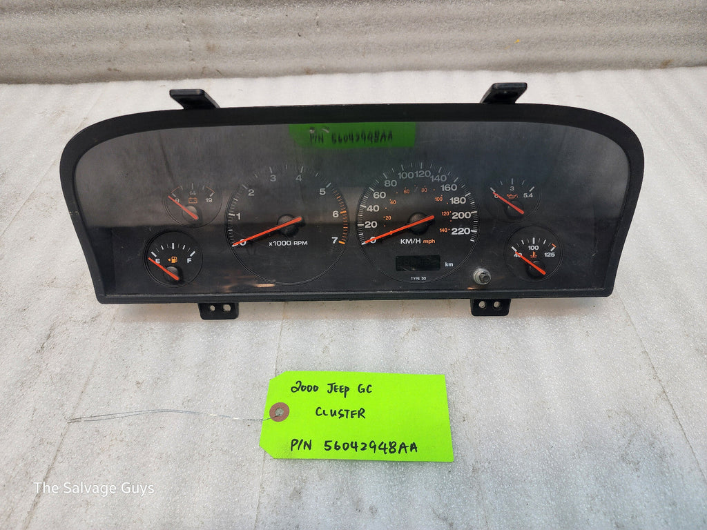 00 JEEP GRAND CHEROKEE METRIC GAUGE INSTRUMENT CLUSTER 56042948AA