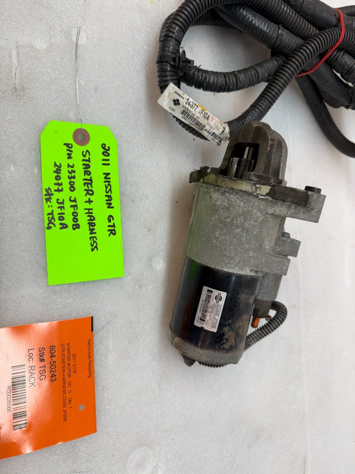 11 NISSAN GTR R35 OEM VR38 OEM STARTER AND BATT CABLE HARNESS 23300JF00B 09-13